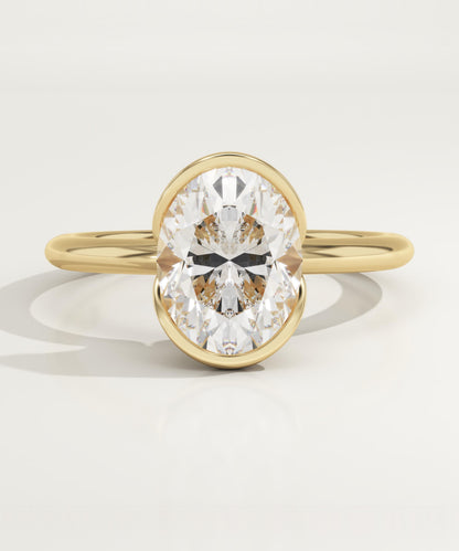 Oval Cut Half Bezel Lab-Grown Diamond Engagement Ring