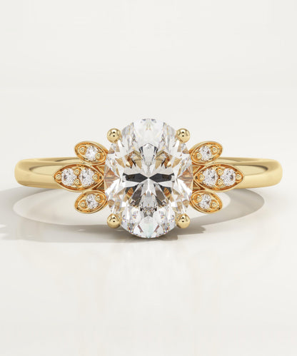 Oval Cut Cluster Lab-Grown Diamond Engagement Ring