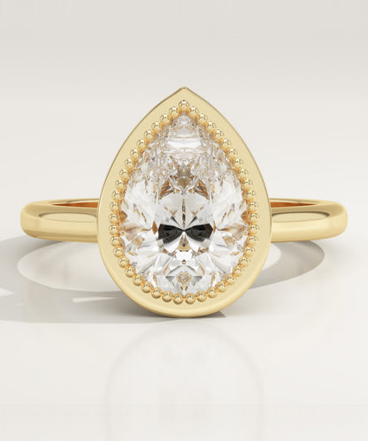 Pear Cut Bezel Lab-Grown Diamond Engagement Ring