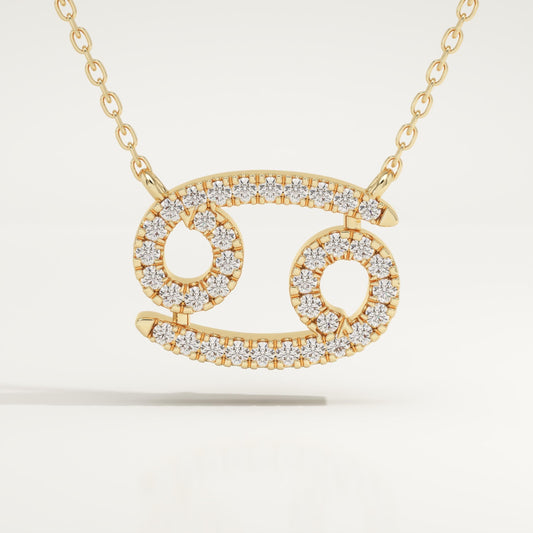0.175 TCW Round Lab-Grown Diamond Cancer Zodiac Necklace