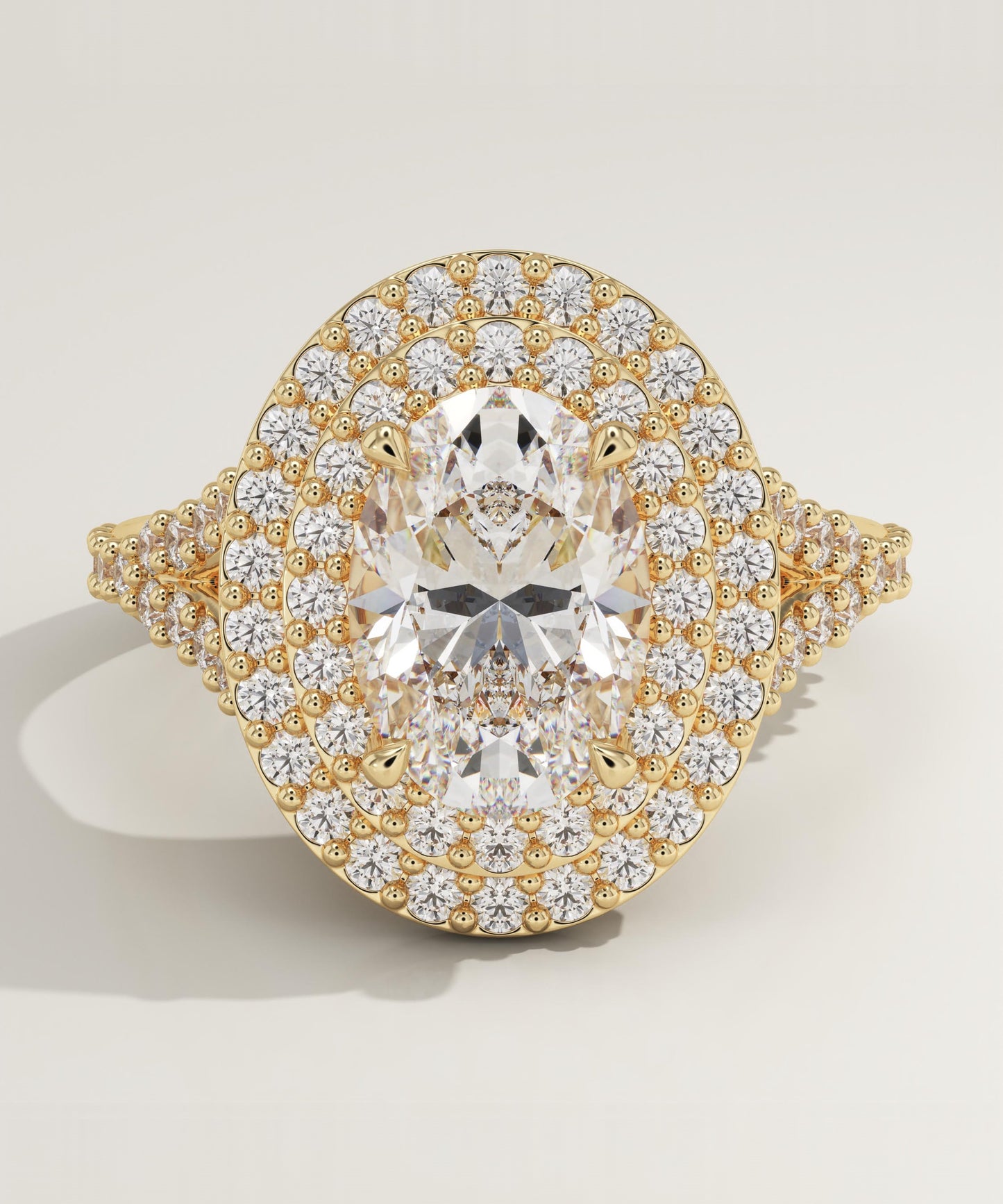 Oval Cut Double Halo & Pave Lab-Grown Diamond Engagement Ring