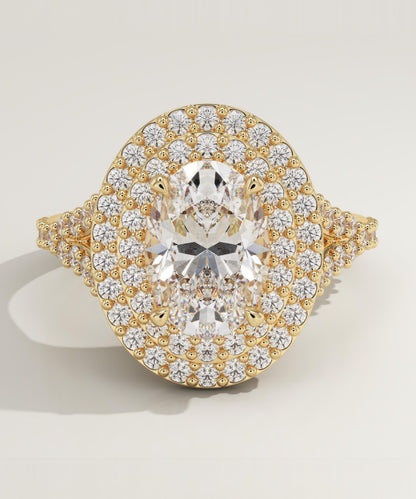 Oval Cut Double Halo & Pave Lab-Grown Diamond Engagement Ring