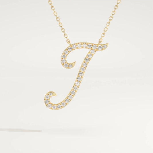 0.189 TCW Round Lab-Grown Diamond I Initial Necklace