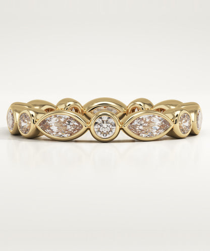 2.72 TCW Round & Marquise Lab-Grown Diamond Full Eternity Wedding Band