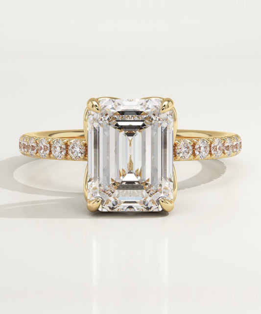 2 CT Emerald Cut Pave Moissanite Engagement Ring