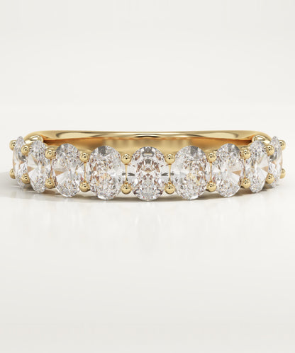 1.35 TCW Oval Lab-Grown Diamond Half Eternity Wedding Band