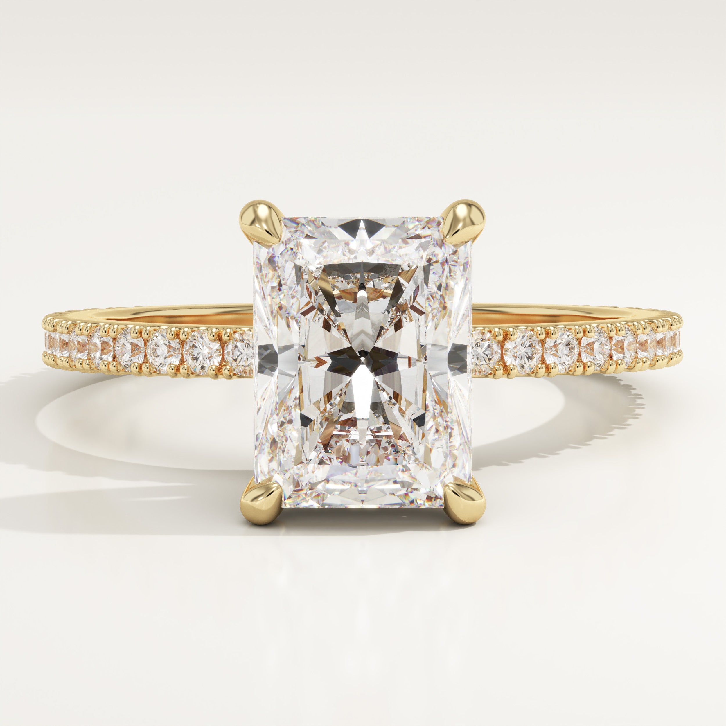2.0 CT Radiant Cut Pave Lab-Grown Diamond Engagement Ring