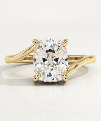 Elongated Cushion Cut Swirl Lab-Grown Diamond Engagement Ring