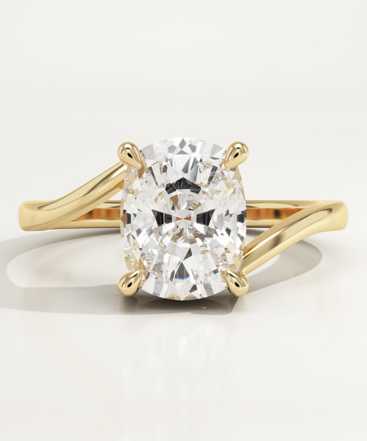Elongated Cushion Cut Swirl Lab-Grown Diamond Engagement Ring