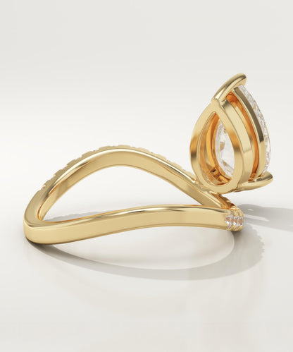Pear Cut Pave Lab-Grown Diamond Engagement Ring