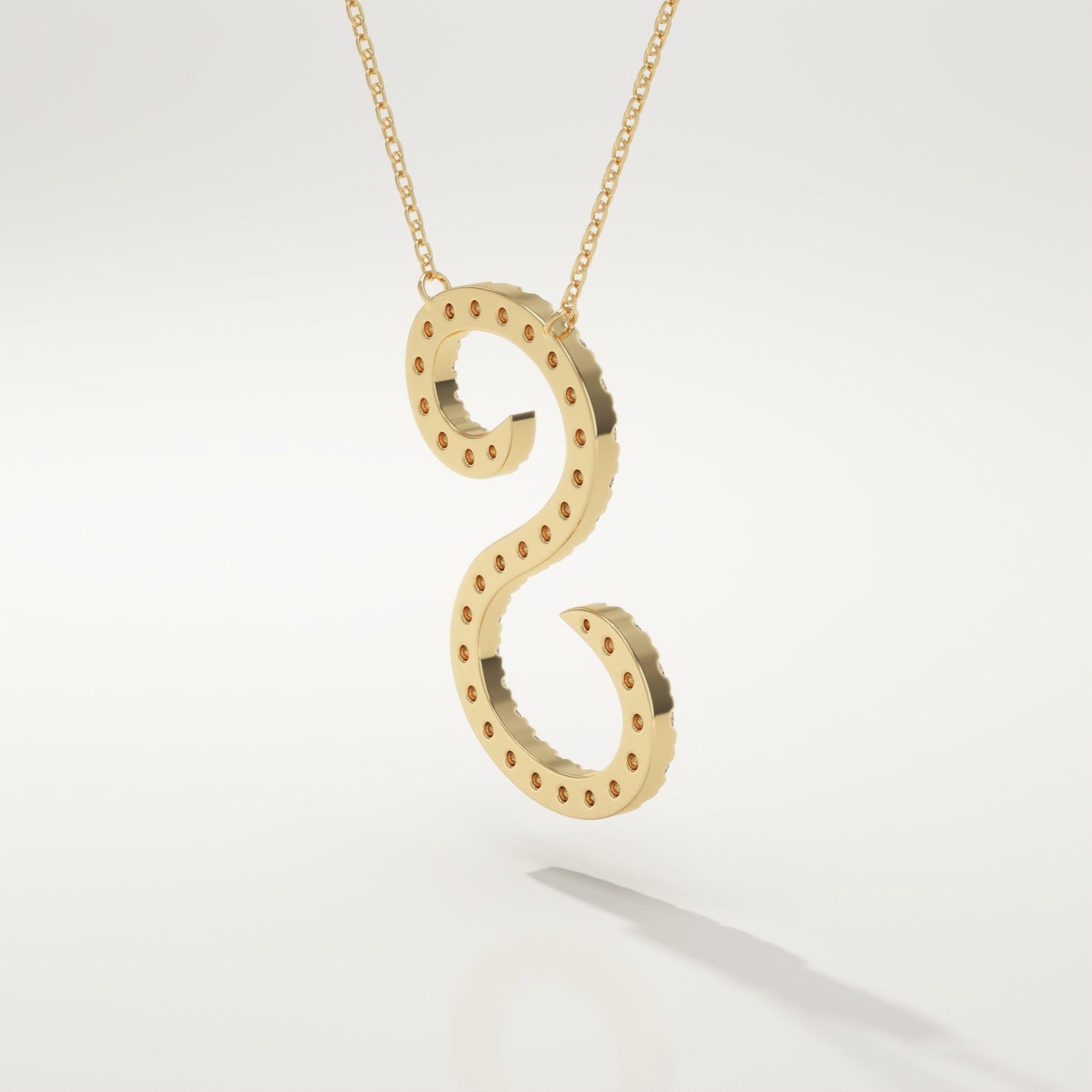 0.585 TCW Round Lab-Grown Diamond S Initial Necklace