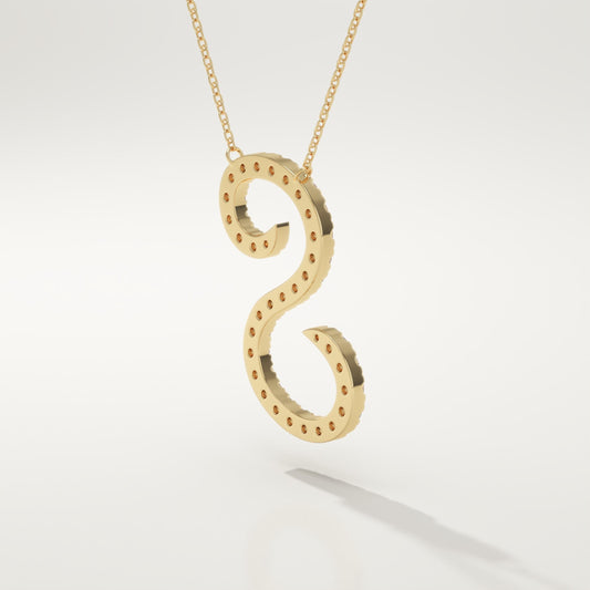 0.585 TCW Round Lab-Grown Diamond S Initial Necklace