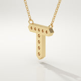 0.17 TCW Round Lab-Grown Diamond T Initial Necklace