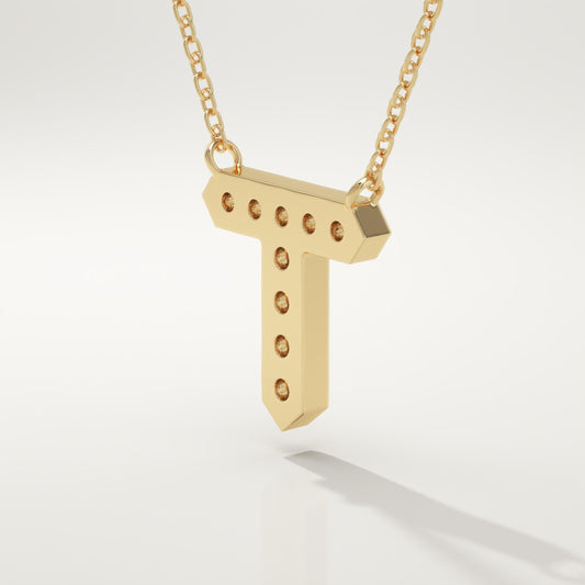 0.17 TCW Round Lab-Grown Diamond T Initial Necklace