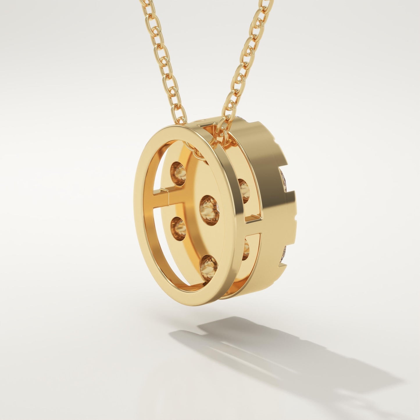 0.54 TCW Round Lab-Grown Diamond Oval Charm Necklace