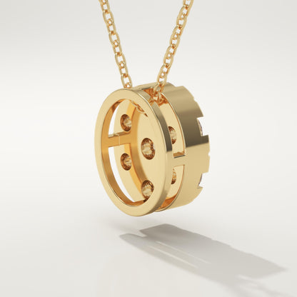 0.54 TCW Round Lab-Grown Diamond Oval Charm Necklace
