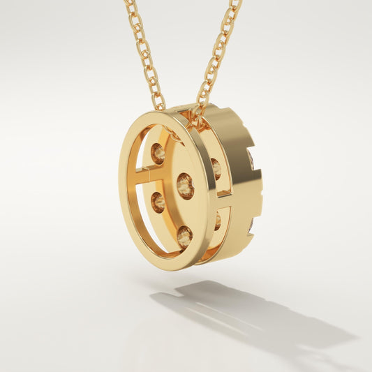 0.54 TCW Round Lab-Grown Diamond Oval Charm Necklace