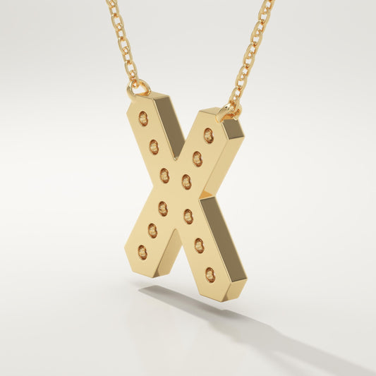 0.31 TCW Round Lab-Grown Diamond X Initial Necklace