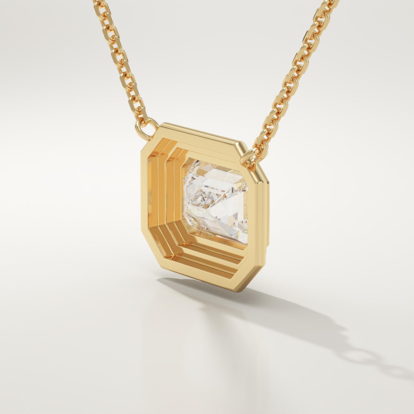 2 CT East West Emerald Lab-Grown Diamond Solitaire & Bezel Necklace