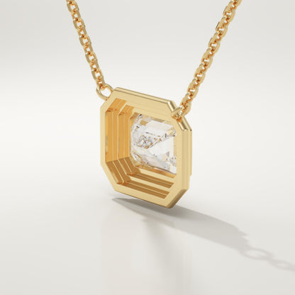 2 CT East West Emerald Lab-Grown Diamond Solitaire & Bezel Necklace