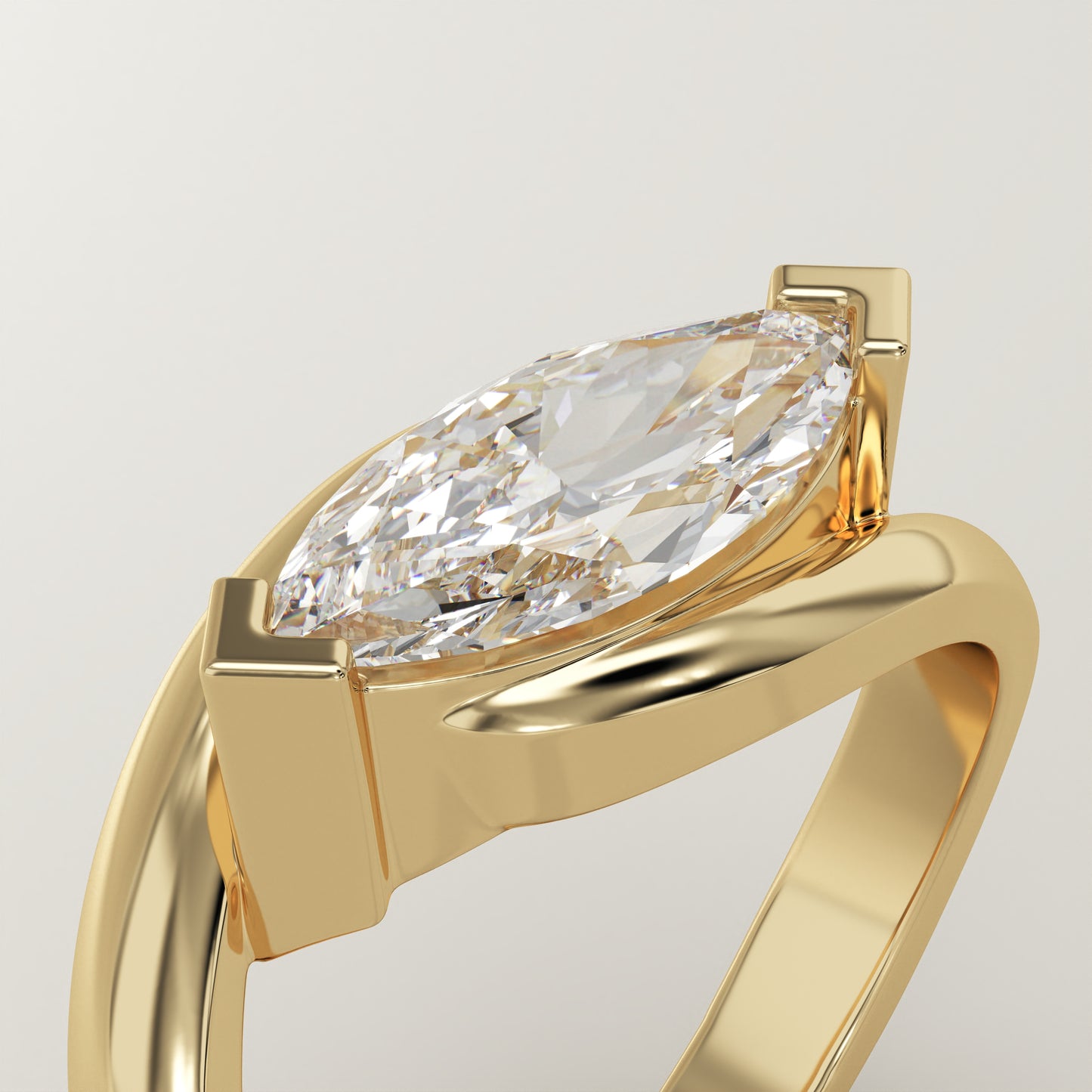 1.5 CT Marquise Cut Lab Grown Diamond Swirl Solitaire Engagement Ring (US Size 6 Ready To Ship)