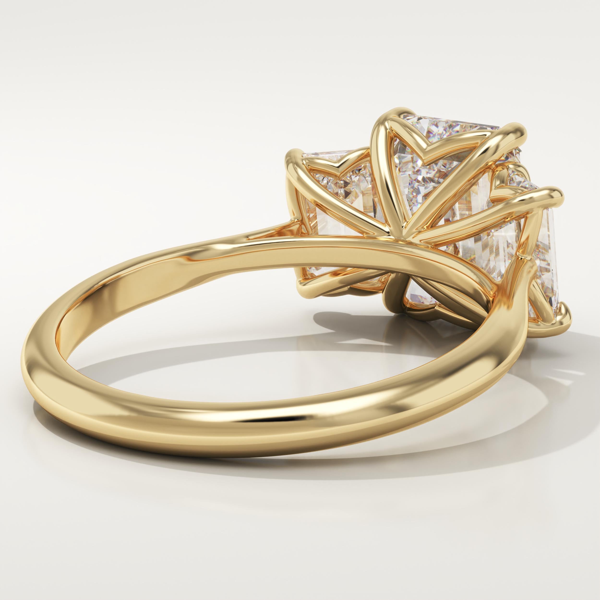 2.0 CT Emerald Cut Three Stone Lab-Grown Diamond Engagement Ring