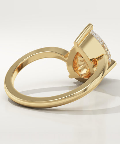 Pear Cut V Shaped Solitaire Lab-Grown Diamond Engagement Ring