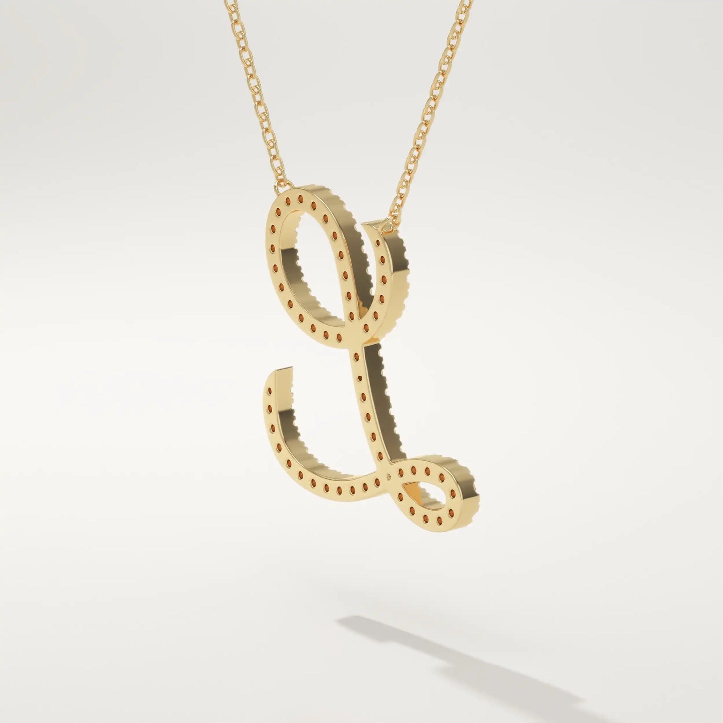 0.198 TCW Round Lab-Grown Diamond L Initial Necklace