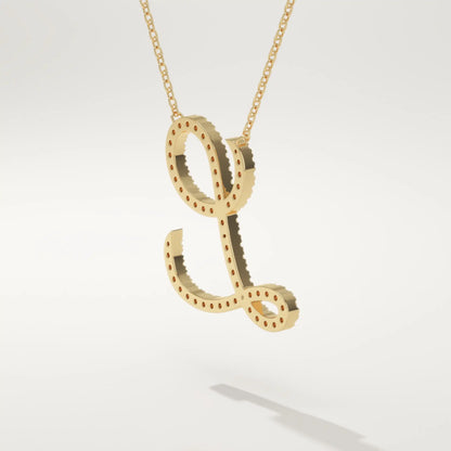 0.198 TCW Round Lab-Grown Diamond L Initial Necklace