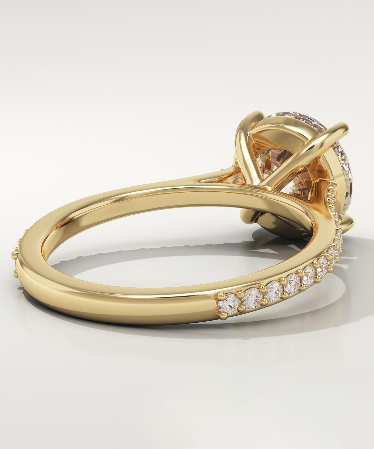 Round Cut Pave Cathedral Lab-Grown Diamond Engagement Ring