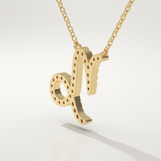 0.108 TCW Round Lab-Grown Diamond Capricon Zodiac Necklace