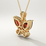 3.21 TCW Pear & Round January-Garnet Birthstone Necklace