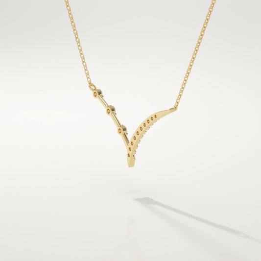 0.128 TCW Round Lab-Grown Diamond Half Chevron Necklace