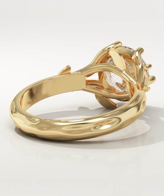 Round Cut Nature Inspired Lab-Grown Diamond Engagement Ring