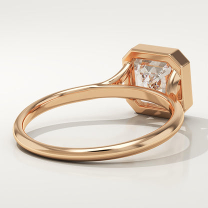 Asscher Cut Bezel Split Shank Lab-Grown Diamond Engagement Ring