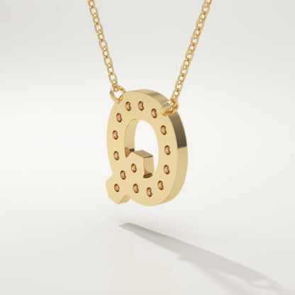 0.268 TCW Round Lab-Grown Diamond Q Initial Necklace