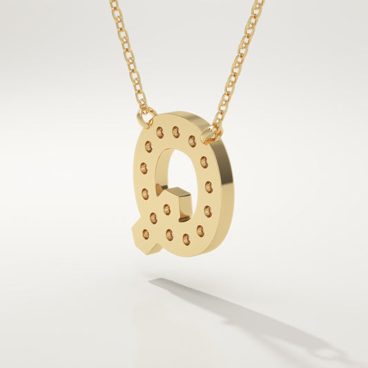 0.268 TCW Round Lab-Grown Diamond Q Initial Necklace
