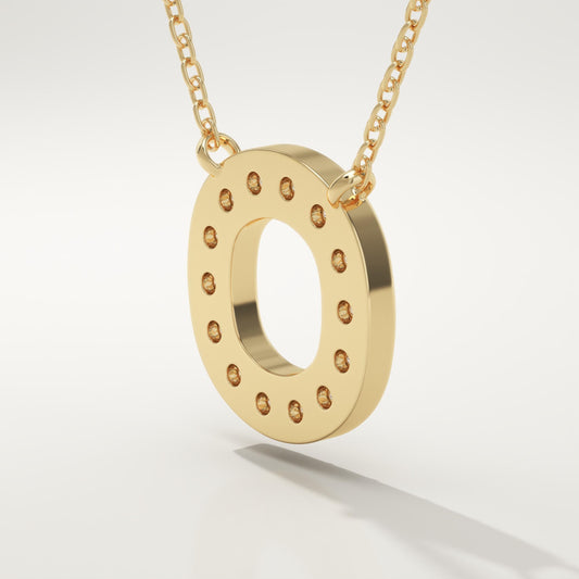 0.22 TCW Round Lab-Grown Diamond O Initial Necklace