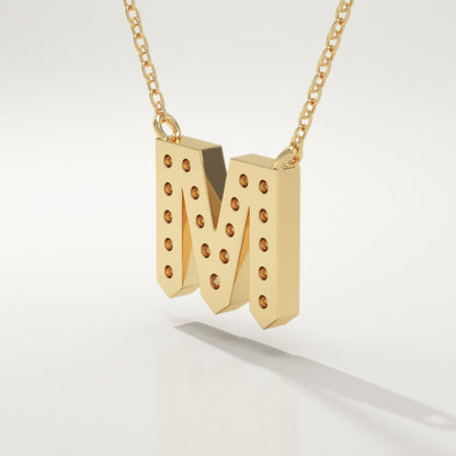0.202 TCW Round Lab-Grown Diamond M Initial Necklace