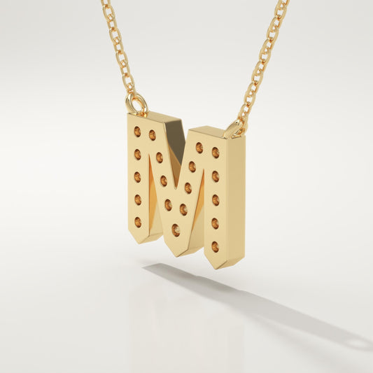 0.202 TCW Round Lab-Grown Diamond M Initial Necklace