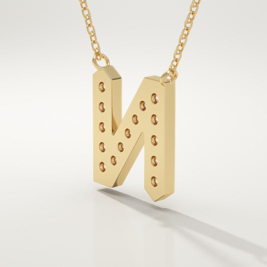 0.31 TCW Round Lab-Grown Diamond N Initial Necklace