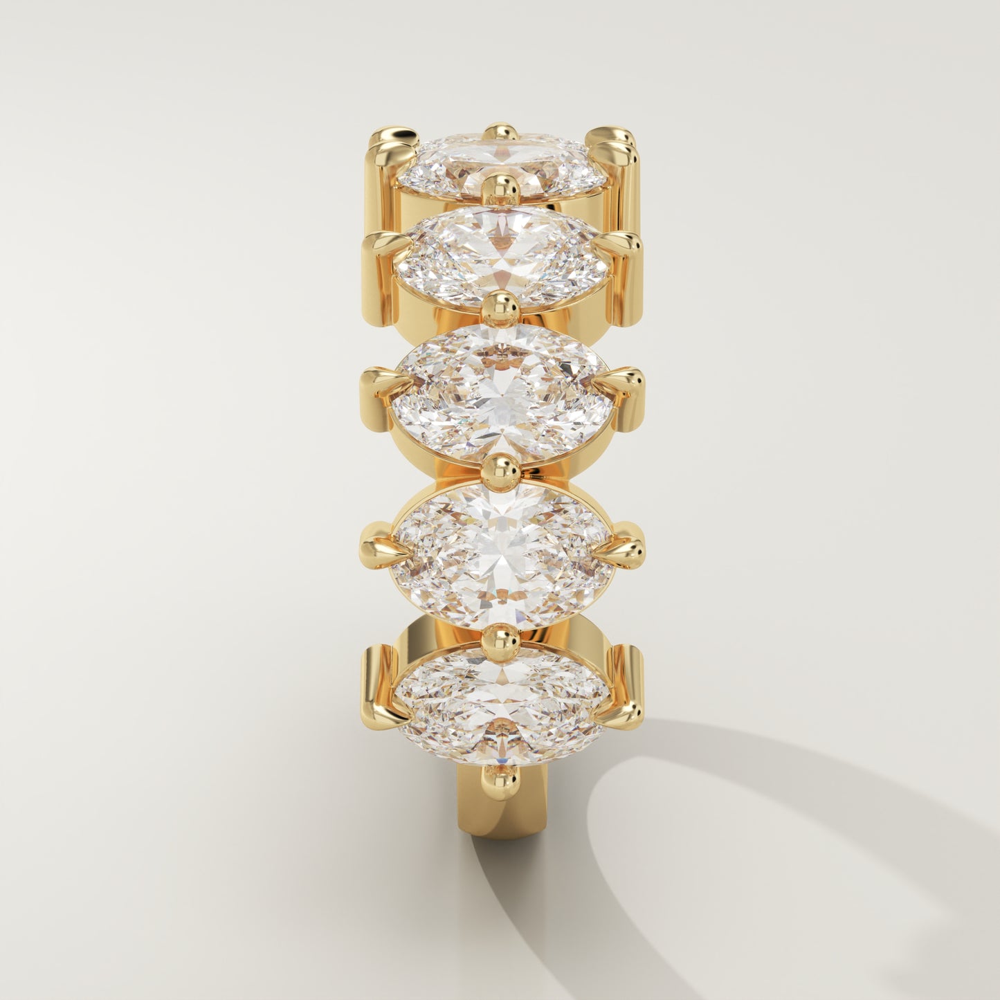 0.4 TCW Oval Lab Grown Diamond Half Eternity Wedding Band (US Size 4.75 Ready To Ship)