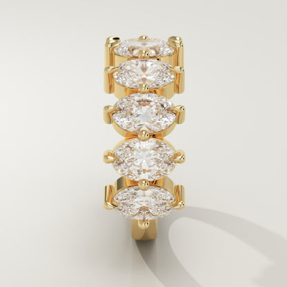 0.4 TCW Oval Lab Grown Diamond Half Eternity Wedding Band (US Size 4.75 Ready To Ship)