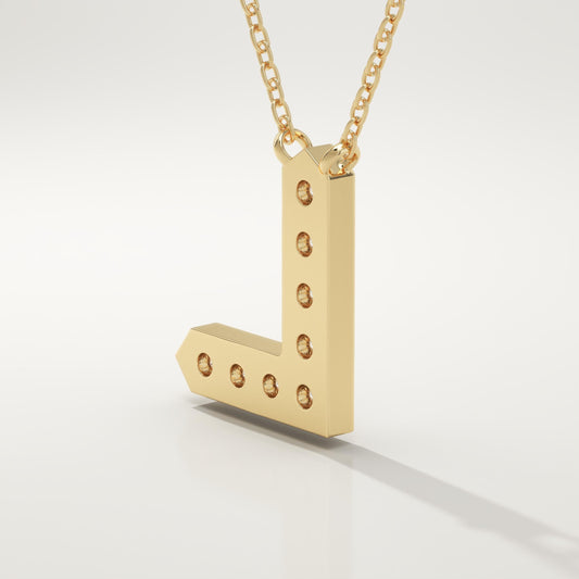 0.24 TCW Round Lab-Grown Diamond L Initial Necklace