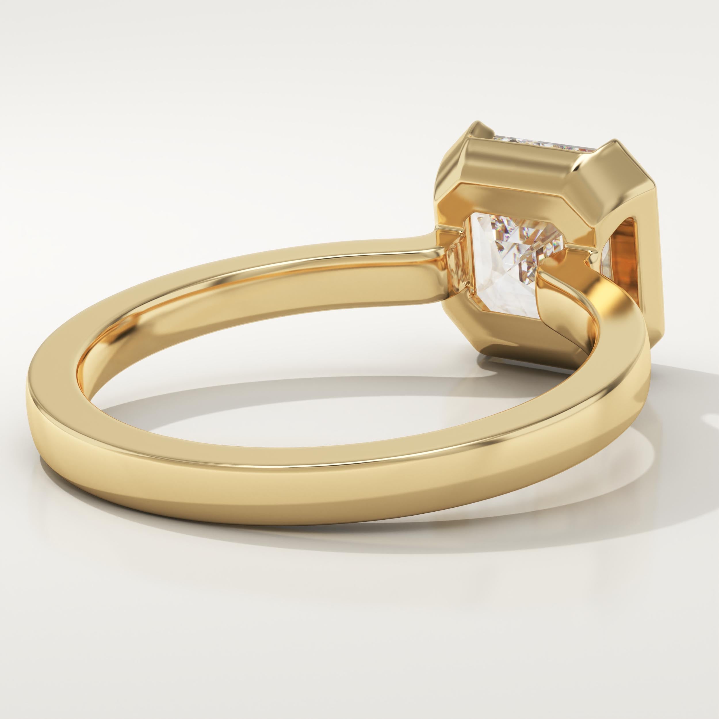 2.0 CT Asscher Cut Half Bezel Lab-Grown Diamond Engagement Ring