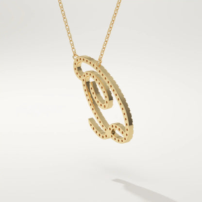 0.187 TCW Round Lab-Grown Diamond Q Initial Necklace