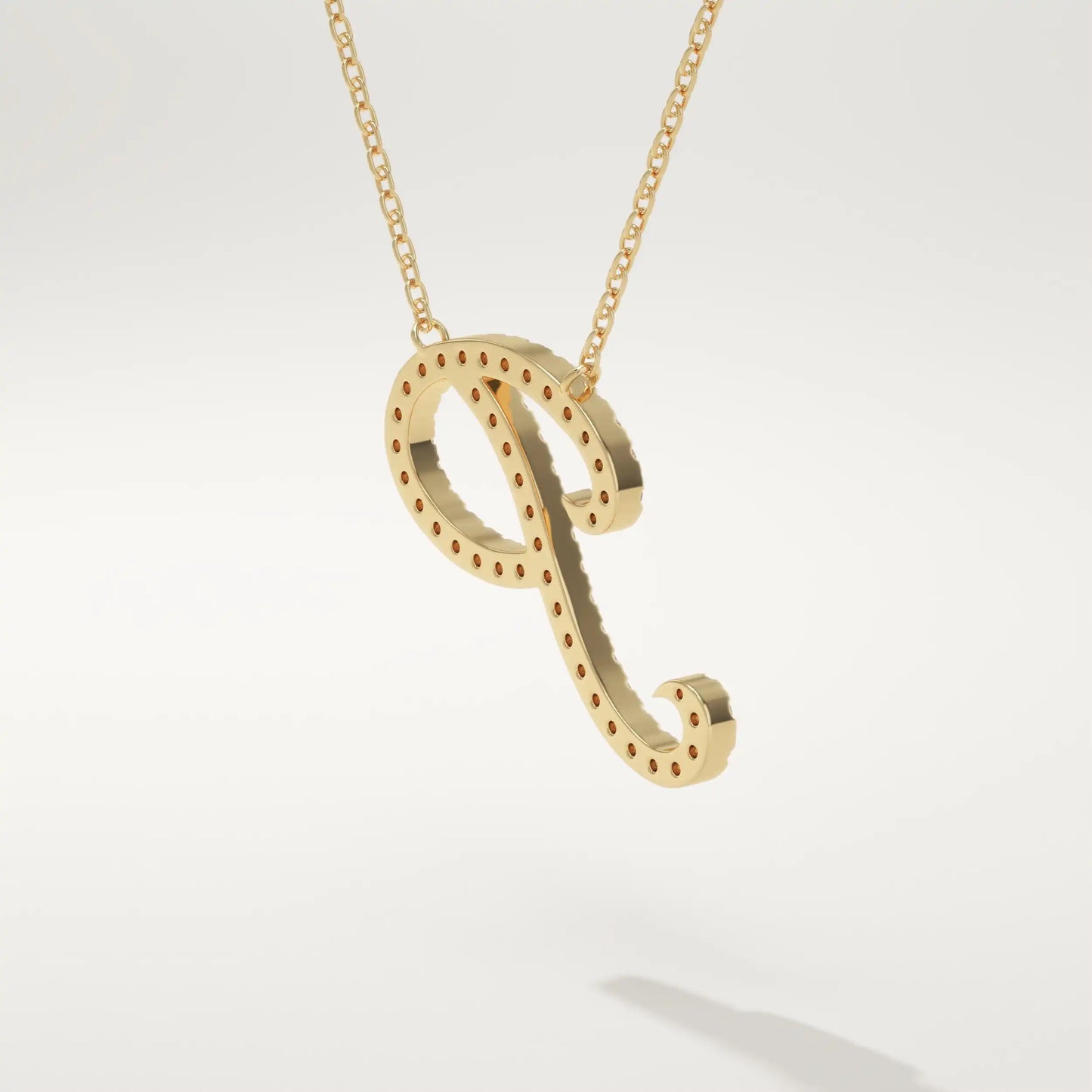 0.138 TCW Round Lab-Grown Diamond P Initial Necklace