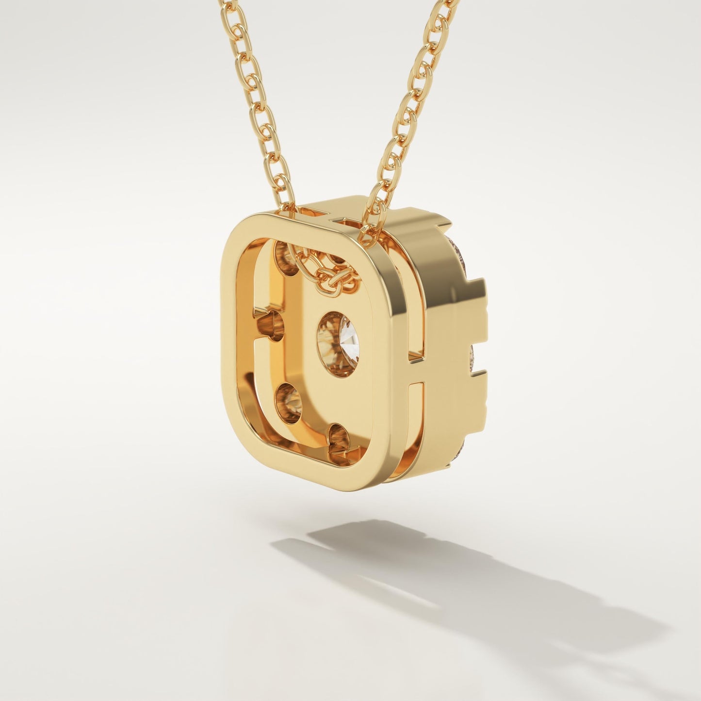 1.16 TCW Round Lab-Grown Diamond Cushion Charm Necklace