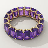 8.91 TCW Emerald Shaped February-Amethyst Birthstone Wedding Band