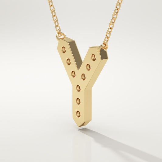 0.23 TCW Round Lab-Grown Diamond Y Initial Necklace